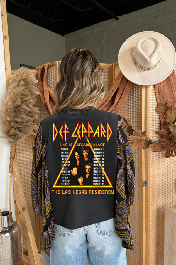 Def Leppard Print Bat Sleeve T-Shirt (No Back Pocket)