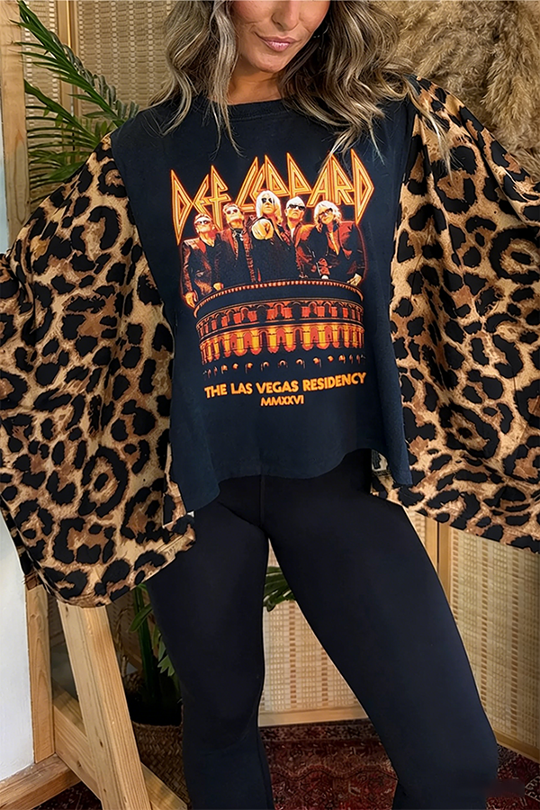 Def Leppard Print Bat Sleeve T-Shirt (No Back Pocket)
